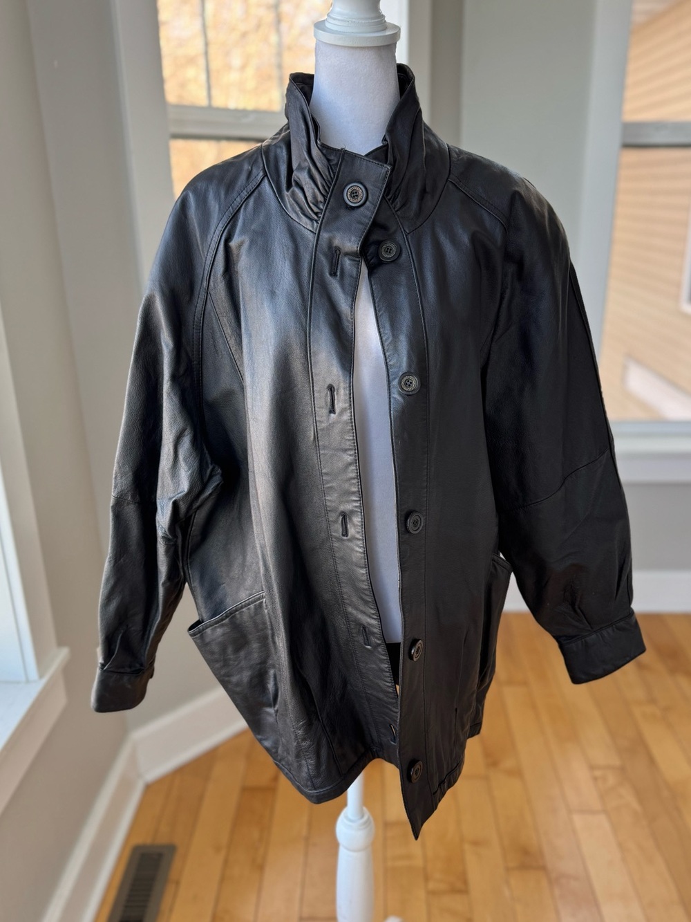 Vintage 80s 90s Jaqueline Ferrar Black Genuine Leather Jacket Size Small